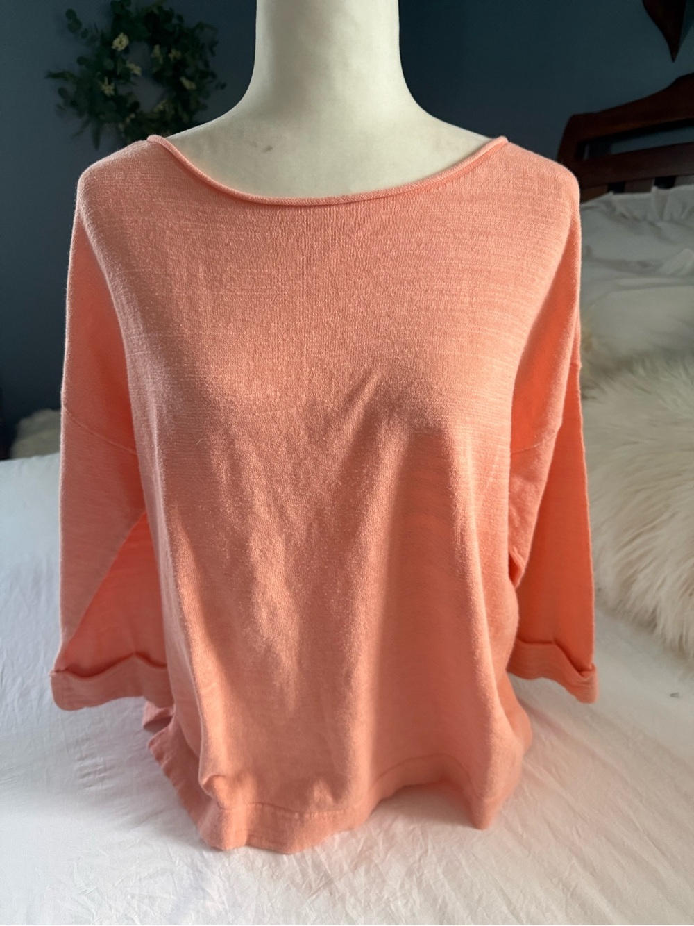 Lord & Taylor Coral Boatneck Knit Top